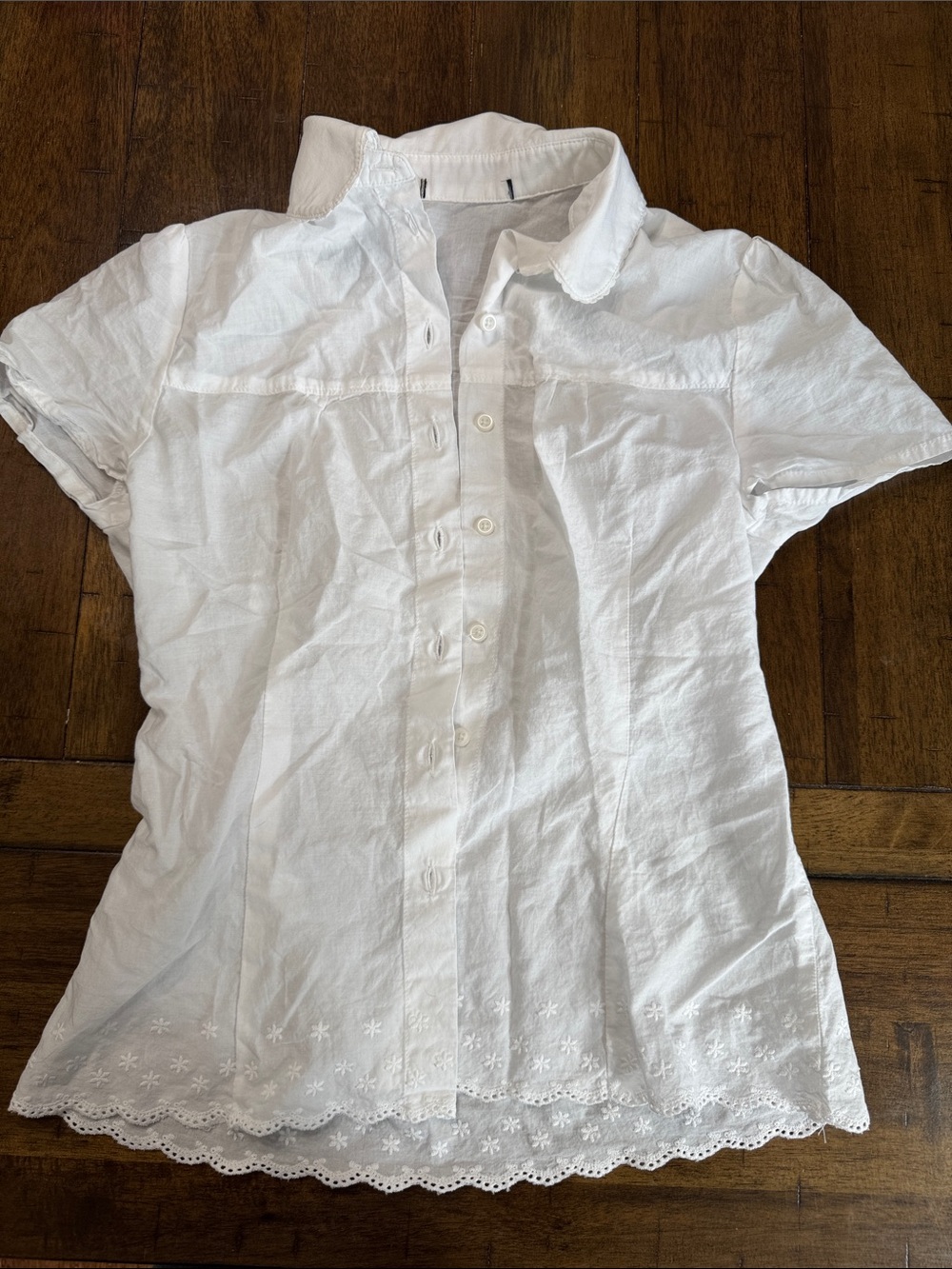 Brandy Melville White Eyelet Button-Up Shirt